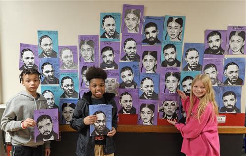 In Miss Ziegler's Art classes, students completed their Shading and Value Unit by selecting a black artist and shading using 